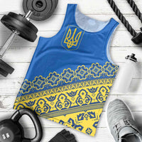 Ukraine Heritage Pride – Vyshyvanka Pattern Men Tank Top with National Symbol in Blue & Yellow