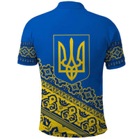 Ukraine Heritage Pride – Vyshyvanka Pattern Polo Shirt with National Symbol in Blue & Yellow