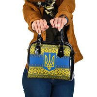 Ukraine Heritage Pride – Vyshyvanka Pattern Shoulder Handbag with National Symbol in Blue & Yellow