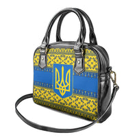 Ukraine Heritage Pride – Vyshyvanka Pattern Shoulder Handbag with National Symbol in Blue & Yellow
