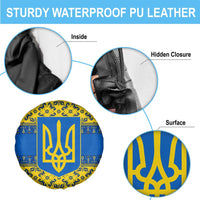 Ukraine Heritage Pride – Vyshyvanka Pattern Spare Tire Cover with National Symbol in Blue & Yellow