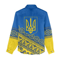 Ukraine Heritage Pride – Vyshyvanka Pattern Women Casual Shirt with National Symbol in Blue & Yellow