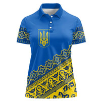 Ukraine Heritage Pride – Vyshyvanka Pattern Women Polo Shirt with National Symbol in Blue & Yellow