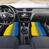Ukrainian Flag Colors Car Mats with Trident Crest and Traditional Folk Pattern