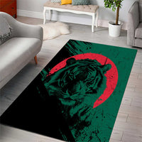 Bangladesh Bengal Tiger Area Rug with National Flag and Emblem Design