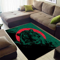 Bangladesh Bengal Tiger Area Rug with National Flag and Emblem Design