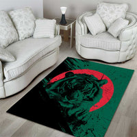Bangladesh Bengal Tiger Area Rug with National Flag and Emblem Design