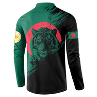 Bangladesh Bengal Tiger Button Sweatshirt with National Flag and Emblem Design