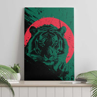 Bangladesh Bengal Tiger Canvas Wall Art with National Flag and Emblem Design
