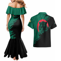 Bangladesh Bengal Tiger Couples Matching Mermaid Dress and Hawaiian Shirt with National Flag and Emblem Design
