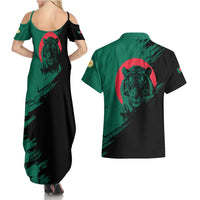 Bangladesh Bengal Tiger Couples Matching Summer Maxi Dress and Hawaiian Shirt with National Flag and Emblem Design