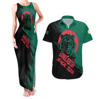 Bangladesh Bengal Tiger Couples Matching Tank Maxi Dress and Hawaiian Shirt with National Flag and Emblem Design