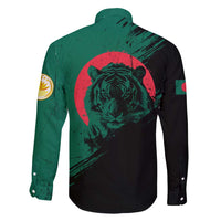 Bangladesh Bengal Tiger Family Matching Short Sleeve Bodycon Dress and Hawaiian Shirt with National Flag and Emblem Design