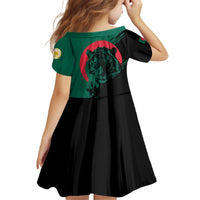 Bangladesh Bengal Tiger Kid Short Sleeve Dress with National Flag and Emblem Design