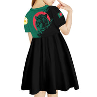Bangladesh Bengal Tiger Kid Short Sleeve Dress with National Flag and Emblem Design