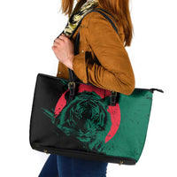Bangladesh Bengal Tiger Leather Tote Bag with National Flag and Emblem Design