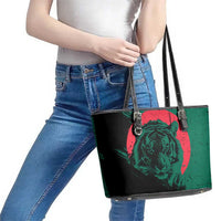 Bangladesh Bengal Tiger Leather Tote Bag with National Flag and Emblem Design