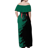 Bangladesh Bengal Tiger Off Shoulder Maxi Dress with National Flag and Emblem Design