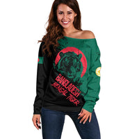 Bangladesh Bengal Tiger Off Shoulder Sweater with National Flag and Emblem Design