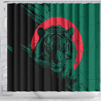 Bangladesh Bengal Tiger Shower Curtain with National Flag and Emblem Design