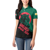 Bangladesh Bengal Tiger Women Polo Shirt with National Flag and Emblem Design