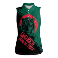 Bangladesh Bengal Tiger Women Sleeveless Polo Shirt with National Flag and Emblem Design