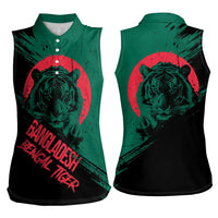 Bangladesh Bengal Tiger Women Sleeveless Polo Shirt with National Flag and Emblem Design