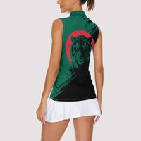 Bangladesh Bengal Tiger Women Sleeveless Polo Shirt with National Flag and Emblem Design