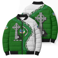 Ancient Order Of Hibernians Bomber Puffer Jacket Celtic Cross Irish American Flag Heritage