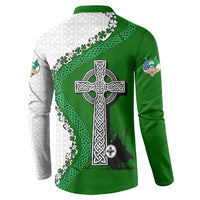 Ancient Order Of Hibernians Button Sweatshirt Celtic Cross Irish American Flag Heritage
