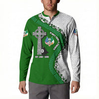Ancient Order Of Hibernians Button Sweatshirt Celtic Cross Irish American Flag Heritage