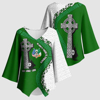 Ancient Order Of Hibernians Kimono Sleeve Blouse Celtic Cross Irish American Flag Heritage