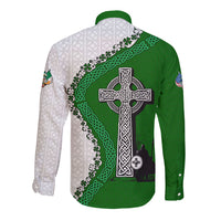 Ancient Order Of Hibernians Long Sleeve Button Shirt Celtic Cross Irish American Flag Heritage
