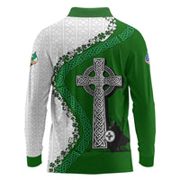 Ancient Order Of Hibernians Long Sleeve Polo Shirt Celtic Cross Irish American Flag Heritage