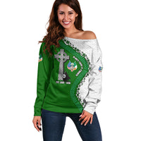 Ancient Order Of Hibernians Off Shoulder Sweater Celtic Cross Irish American Flag Heritage