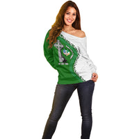 Ancient Order Of Hibernians Off Shoulder Sweater Celtic Cross Irish American Flag Heritage