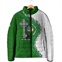 Ancient Order Of Hibernians Padded Jacket Celtic Cross Irish American Flag Heritage