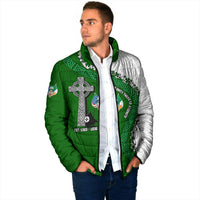 Ancient Order Of Hibernians Padded Jacket Celtic Cross Irish American Flag Heritage