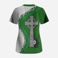 Ancient Order Of Hibernians Scrub Top Celtic Cross Irish American Flag Heritage