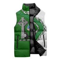 Ancient Order Of Hibernians Sleeveless Puffer Jacket Celtic Cross Irish American Flag Heritage