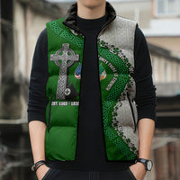 Ancient Order Of Hibernians Sleeveless Puffer Jacket Celtic Cross Irish American Flag Heritage