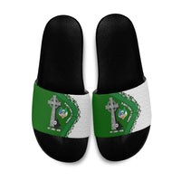 Ancient Order Of Hibernians Slide Sandals Celtic Cross Irish American Flag Heritage