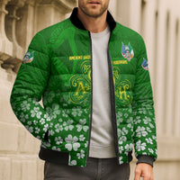 Ancient Order Of Hibernians Bomber Puffer Jacket Irish Celtic Knotwork - Shamrock Harp