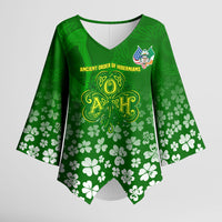 Ancient Order Of Hibernians Kimono Sleeve Blouse Irish Celtic Knotwork - Shamrock Harp