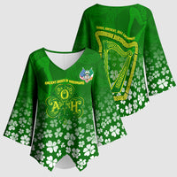 Ancient Order Of Hibernians Kimono Sleeve Blouse Irish Celtic Knotwork - Shamrock Harp