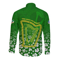 Ancient Order Of Hibernians Long Sleeve Button Shirt Irish Celtic Knotwork - Shamrock Harp
