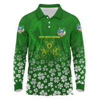 Ancient Order Of Hibernians Long Sleeve Polo Shirt Irish Celtic Knotwork - Shamrock Harp