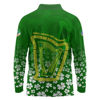 Ancient Order Of Hibernians Long Sleeve Polo Shirt Irish Celtic Knotwork - Shamrock Harp