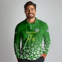 Ancient Order Of Hibernians Long Sleeve Polo Shirt Irish Celtic Knotwork - Shamrock Harp