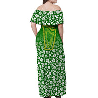 Ancient Order Of Hibernians Off Shoulder Maxi Dress Irish Celtic Knotwork - Shamrock Harp